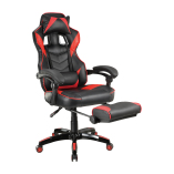 PU Leather Gaming Chair with Retractable Footrest, Headrest and Lumbar Support