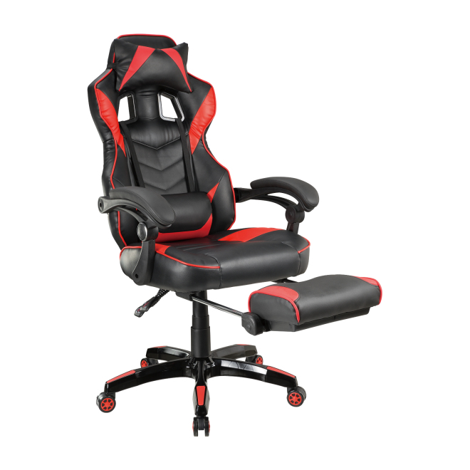 PU Leather Gaming Chair with Retractable Footrest, Headrest and Lumbar Support CH06-5 An Ideal Seat of Choice for Working, Studying and Gaming from china(chinese)