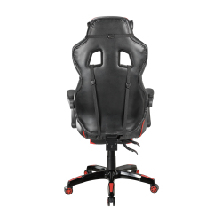 PU Leather Gaming Chair with Retractable Footrest, Headrest and Lumbar Support