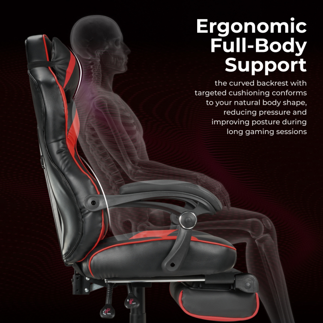 PU Leather Gaming Chair with Retractable Footrest, Headrest and Lumbar Support CH06-5 An Ideal Seat of Choice for Working, Studying and Gaming from china(chinese)