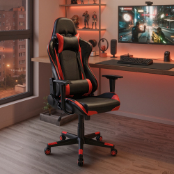 PU Leather Gaming Chairs with Headrest and Lumbar Support
