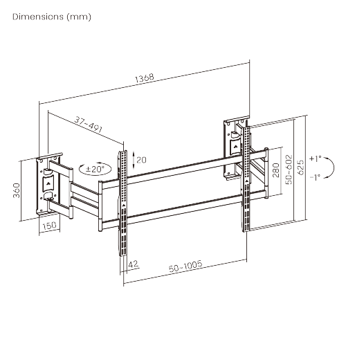 Slim-Profile Heavy-Duty Full Motion TV Mount LPA93-6108 Elegantly sleek with the strength built for oversized TVs. from china(chinese)