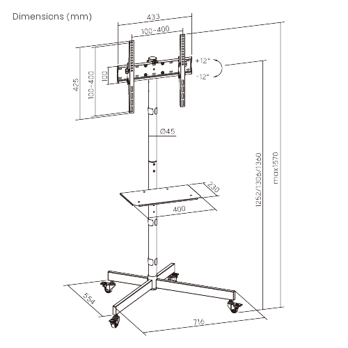 Economy Single-Column Steel TV Cart T1041T Low-cost with good quality, great for limited budgets! from china(chinese)