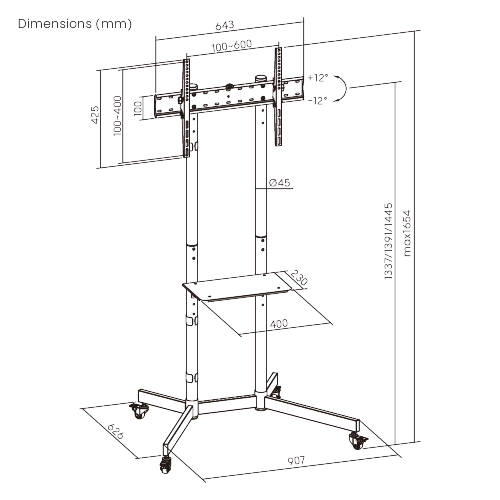 Economy Steel TV Cart T1042TE Low-cost with good quality, great for limited budgets! from china(chinese)