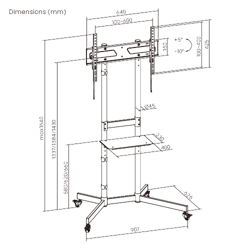 Economy Steel TV Cart  T1043TE Budget-friendly with excellent weight capacity up to 70kg/154lbs. from china(chinese)