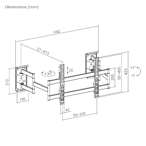 Slim-Profile Heavy-Duty Full Motion TV Mount LPA93-466 Elegantly sleek with the strength built for oversized TVs. from china(chinese)