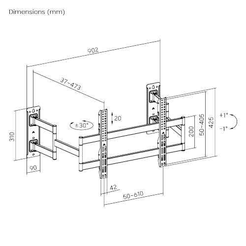 Slim-Profile Heavy-Duty Full Motion TV Mount LPA93-466D Elegantly sleek with the strength built for oversized TVs. from china(chinese)