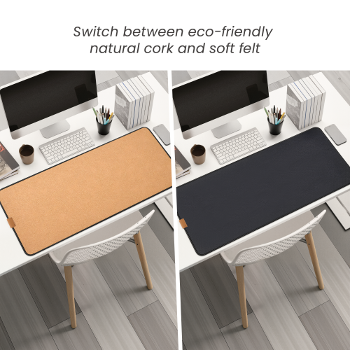  Dual-Sided Desk Pad (PU Stitched Edges) MP07-22 Switch between eco-friendly natural cork and soft felt from china(chinese)