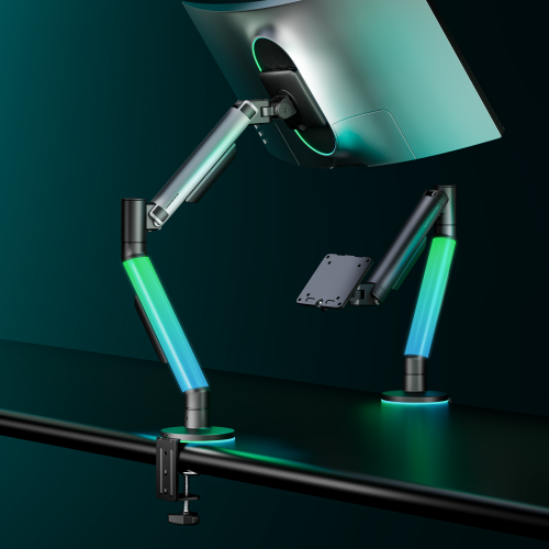 EVERGLOW Gas Spring Monitor Arm with RGB Lighting (Supports Win11’s "Dynamic Lighting") LDT119-C012LW Lights up your zone with full illumination. from china(chinese)
