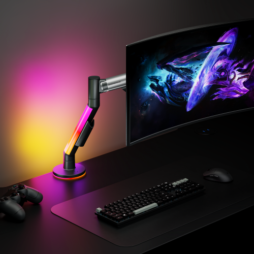 EVERGLOW Gas Spring Monitor Arm with RGB Lighting (Supports Win11’s "Dynamic Lighting") LDT119-C012LW Lights up your zone with full illumination. from china(chinese)