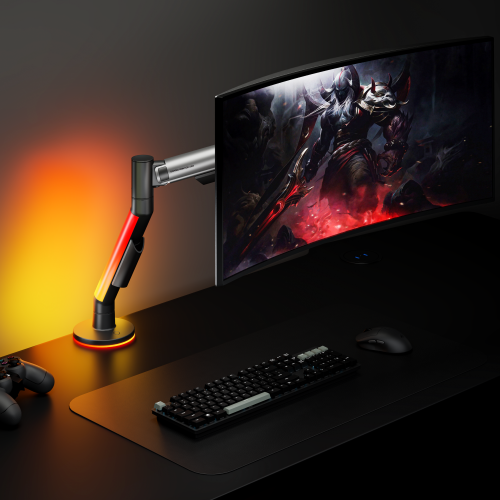 EVERGLOW Gas Spring Monitor Arm with RGB Lighting (Supports Win11’s "Dynamic Lighting") LDT119-C012LW Lights up your zone with full illumination. from china(chinese)