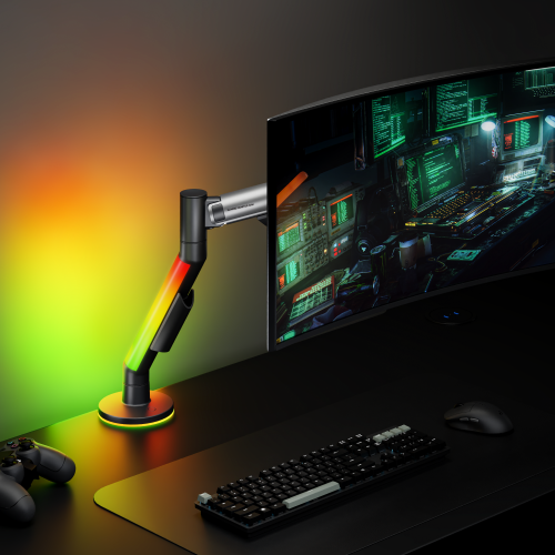 EVERGLOW Gas Spring Monitor Arm with RGB Lighting (Supports Win11’s "Dynamic Lighting") LDT119-C012LW Lights up your zone with full illumination. from china(chinese)