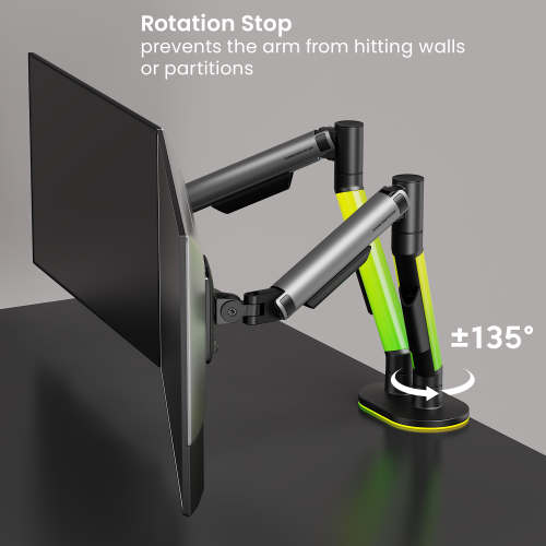 EVERGLOW Dual-Screen Gas Spring Monitor Arm with RGB Lighting (Supports Win11’s "Dynamic Lighting") LDT119-C024LW Lights up your zone with full illumination. from china(chinese)