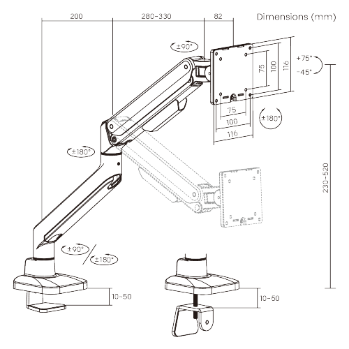 Premium Heavy-Duty Mechanical Spring Single Monitor Arm LDT107-C012 Seamless adjustments, exceptional performance. from china(chinese)