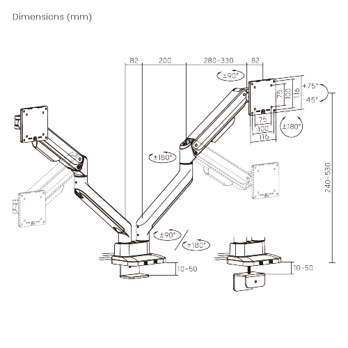Premium Heavy-Duty Mechanical Spring Dual Monitor Arm  LDT107-C024UC Seamless adjustments, exceptional performance. from china(chinese)