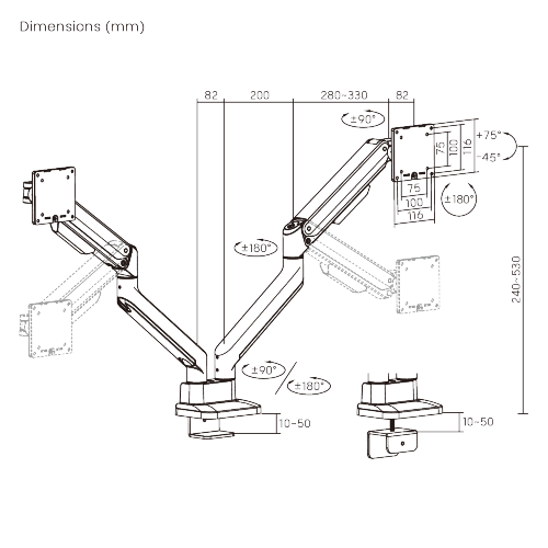 Premium Heavy-Duty Mechanical Spring Dual Monitor Arm LDT107-C024 Seamless adjustments, exceptional performance. from china(chinese)