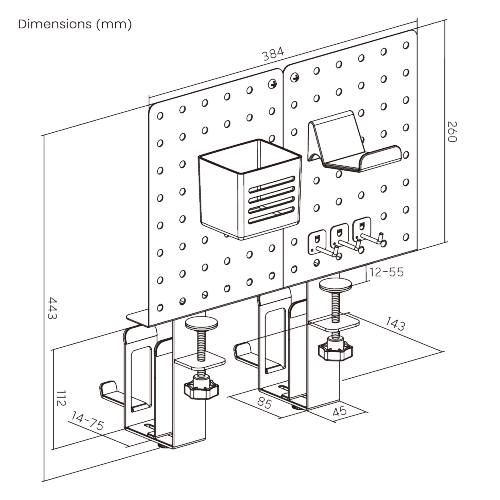 Clamp-On Desk Organizer with Pegboard & Storage Kits DET08-01 Reclaim Desk Space, Access Essentials Easily from china(chinese)