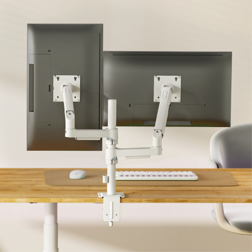 Affordable Dual-Screen Pole-Mounted Gas Spring Monitor Arm LDT113-C024P Value you need, versatility you want. from china(chinese)