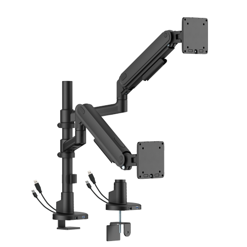 Economy Sleek Dual- Screen Pole-Mounted Gas Spring Monitor Arm with USB 3.0 Ports LDT122-C024UCP  Sturdy metal build, fluid rounded design, cost-efficiency. from china(chinese)