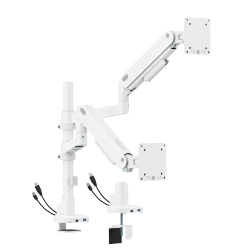 Economy Sleek Dual Screen Pole-Mounted Mechanical Spring Monitor Arm with USB 3.0 Ports