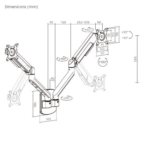  FlexPrecision Cost-Effective Wall-Mounted Dual Screen Mechanical Spring Monitor Arm LDA117-114E  from china(chinese)