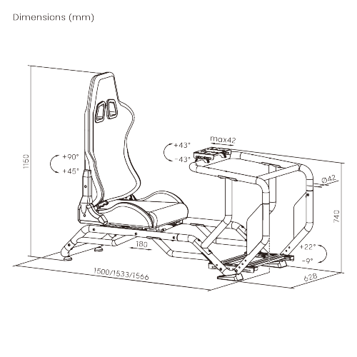 Adjustable Racing Simulator Cockpit LRS14-BS04 with Supportive Reclining PVC Cover Seat from china(chinese)