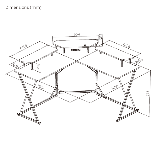 Value-Priced Corner Gaming Desk with 3 Monitor Risers GMD18-2 with Built-In RGB Light & US Standard Power Outlets from china(chinese)