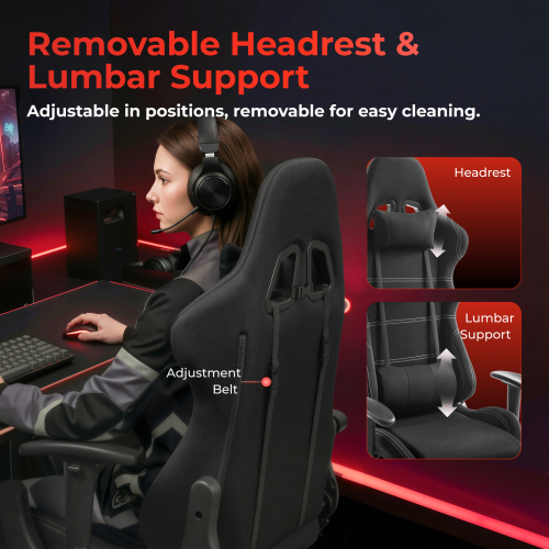 Upholstered Fabric Gaming Chair with Headrest and Lumbar Support CH06-14 An Ideal Seat of Choice for Working, Studying and Gaming from china(chinese)