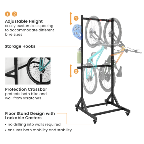 Mobile Freestanding Vertical Bike Rack for 3 Bikes LBS06-01 Free up valuable floor space from china(chinese)