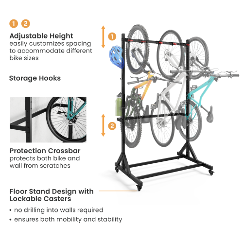  Mobile Freestanding Vertical Bike Rack for 5 Bikes LBS06-02 Free up valuable floor space from china(chinese)