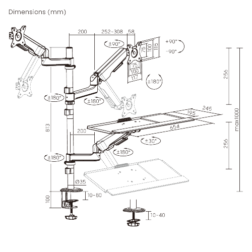  Advanced Dual Screen Gas Spring Sit-Stand Workstation DWS94-C02 Your all-in-one move to better work. from china(chinese)