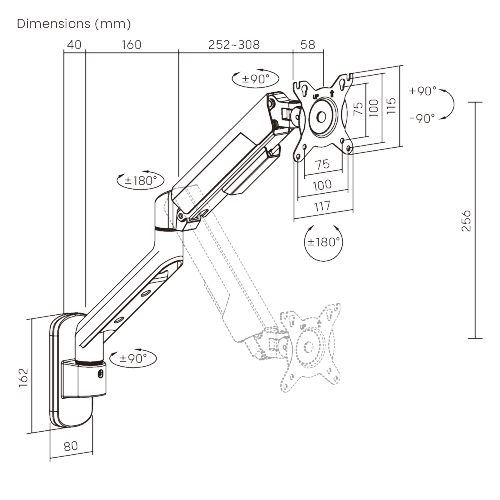  FlexPrecision Cost-Effective Wall-Mounted Gas Spring Monitor Arm LDA117-112 Refined design at an affordable price — for monitors up to 12kg (26.4lbs). from china(chinese)