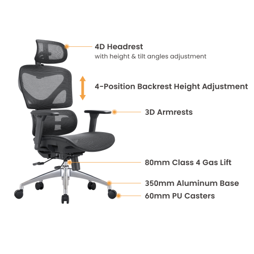 Ergonomic Office Chair with Adjustable Headrest, Backrest, Lumbar Support & Seat Depth OCH01-9 Your Personalized Productivity Hub. from china(chinese)