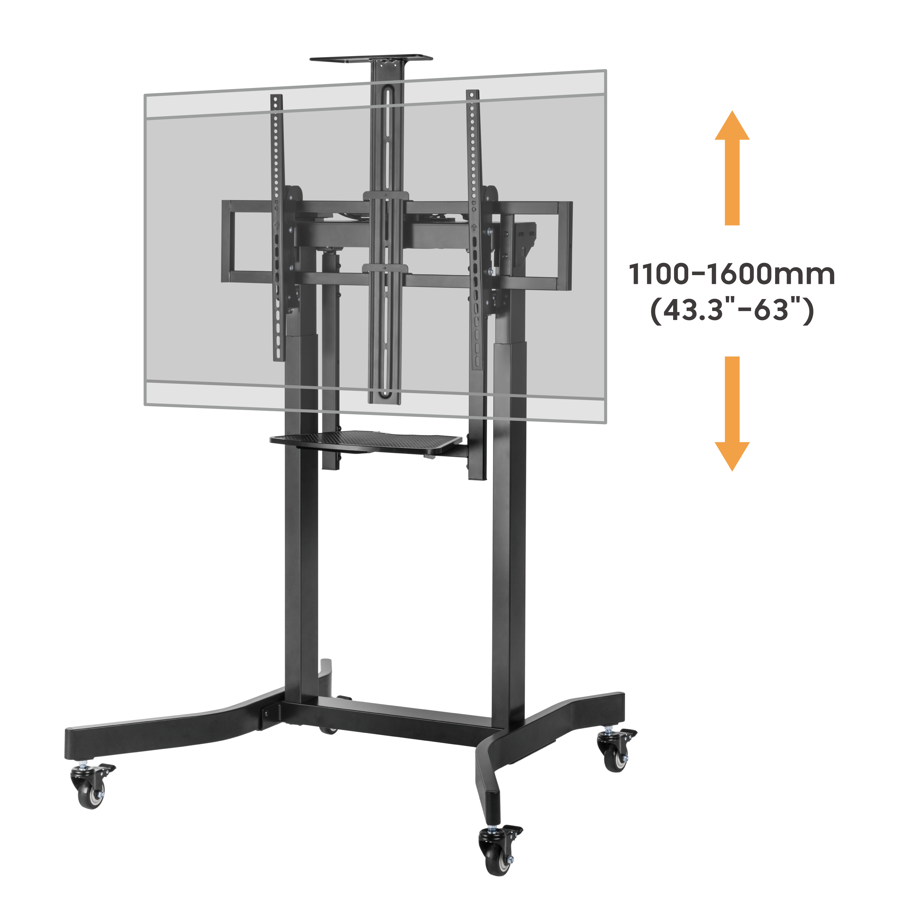 Deluxe Motorized Large TV Cart with Tilt, Equipment Shelf and