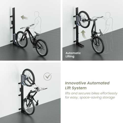 EasyLift Vertical On-Wall Swiveling Bike Rack with E-Bike Adapter Holder & Wheel Holder LBM12-02  Lifts and secures bikes effortlessly for easy, space-saving storage from china(chinese)