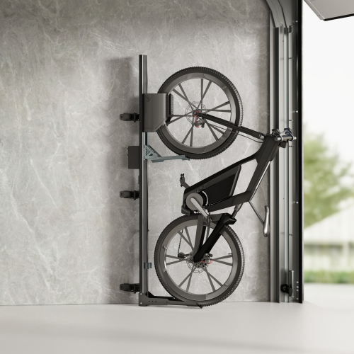 EasyLift Vertical On-Wall Swiveling Bike Rack with E-Bike Adapter Holder & Wheel Holder LBM12-03 Lifts and secures bikes effortlessly for easy, space-saving storage from china(chinese)