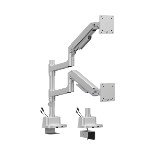 Pole-Mounted Heavy-Duty Gas Spring Dual Monitor Arm with USB Ports LDT123-C024UCP  For most 17"-49" Monitors from china(chinese)