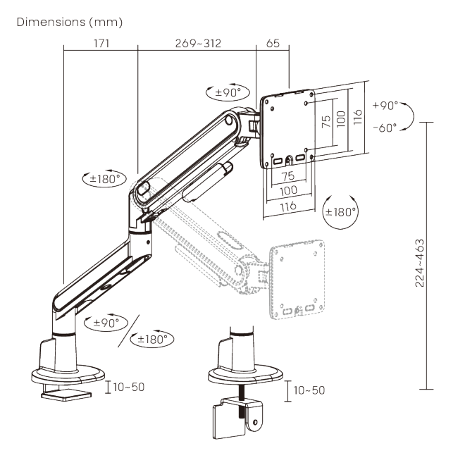  Economy Sleek Mechanical Spring Monitor Arm LDT122-C012E  Sturdy metal build, fluid rounded design, cost-efficiency. from china(chinese)