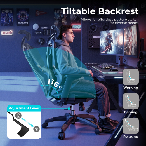 Comfy Mesh Gaming Chair with 4D Armrests CH09-8 Great Ventilation for Comfort. from china(chinese)