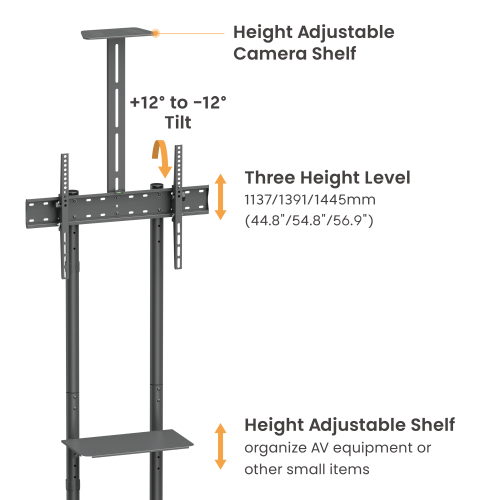 Economy Steel TV Cart with Camera Shelf T1042T Low-cost with good quality, great for limited budgets! from china(chinese)