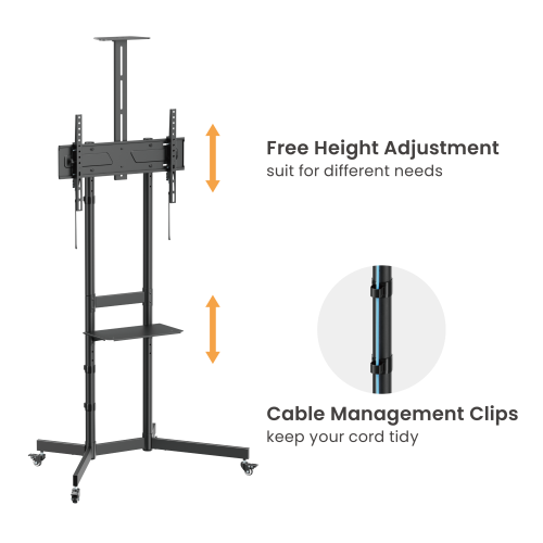 Economy Steel TV Cart with Camera Shelf T1043T Budget-friendly with excellent weight capacity up to 70kg/154lbs. from china(chinese)