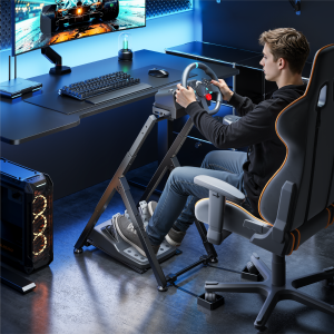 Super Economy Foldable Racing Simulator Wheel Stand with Chair Fixing Units 