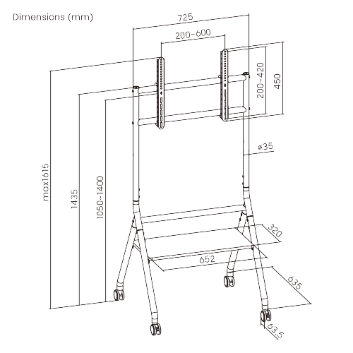 Minimalist Heavy-Duty Studio TV Cart TTF13E-46FW Redefine Viewing Experience from china(chinese)
