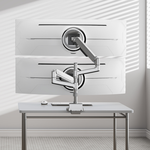 Premium Heavy-Duty Mechanical Spring Dual Monitor Arm with USB-A/USB-C Ports (Pole Mounted) LDT107-C024UCP Seamless adjustments, exceptional performance. from china(chinese)