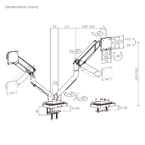 VALUEFORCE Dual-Screen Mechanical Spring Monitor Arm with RGB Lighting LDT111-C024L Reliable monitor support at a smarter price. from china(chinese)