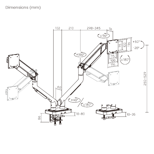 VALUEFORCE Dual-Screen Mechanical Spring Monitor Arm LDT111-C024 Reliable monitor support at a smarter price. from china(chinese)