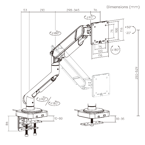 VALUEFORCE Mechanical Spring Monitor Arm with RGB Lighting LDT111-C012L Reliable monitor support at a smarter price. from china(chinese)
