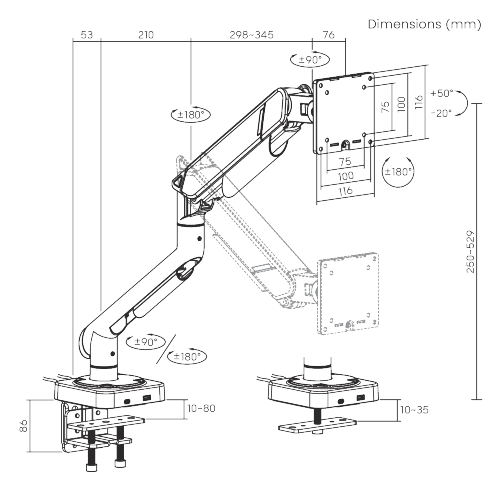 VALUEFORCE Mechanical Spring Monitor Arm with USB 3.0 Ports LDT111-C012UC Reliable monitor support at a smarter price. from china(chinese)