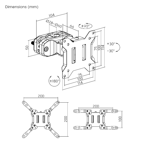 Pivot TV/Monitor Pole Mount with Extension Adapter Arms LDA35-220E Flexible Viewing with Pole Mount Performance from china(chinese)