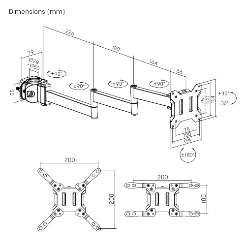 Full-Motion TV/Monitor Pole Mount with Extension Adapter Arms LDA35-223E Flexible Viewing with Pole Mount Performance from china(chinese)